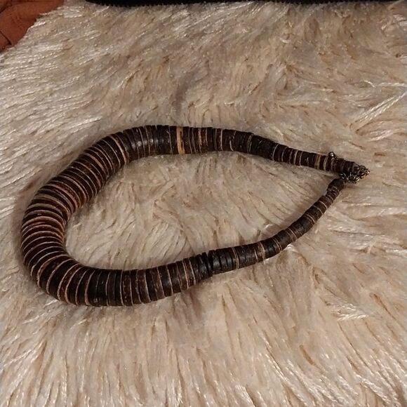 Statement Brown Wood Coin Bead Chunky Style - Picture 1 of 8